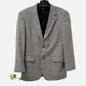 Jos. A Bank Black Gray Houndstooth Blazer Silk Wool Sport Coat Jacket 40R